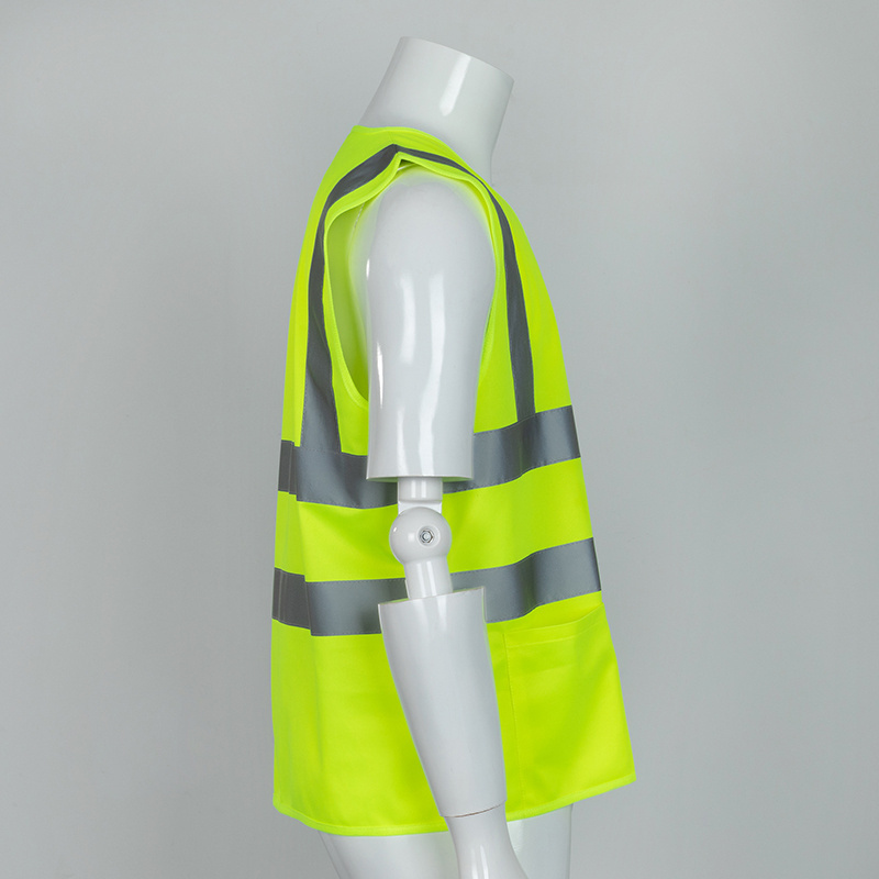 Custom Wholesale Polyester Fabric Jacket Construction Engineer Signal Yellow Orange High Visible Reflective Safety Vest