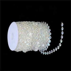 Hot Popular 30M/Roll 10MM Iridescent Acrylic AB Color Beads Strand Line Chain Christmas Party Diamond Crystal Garland String