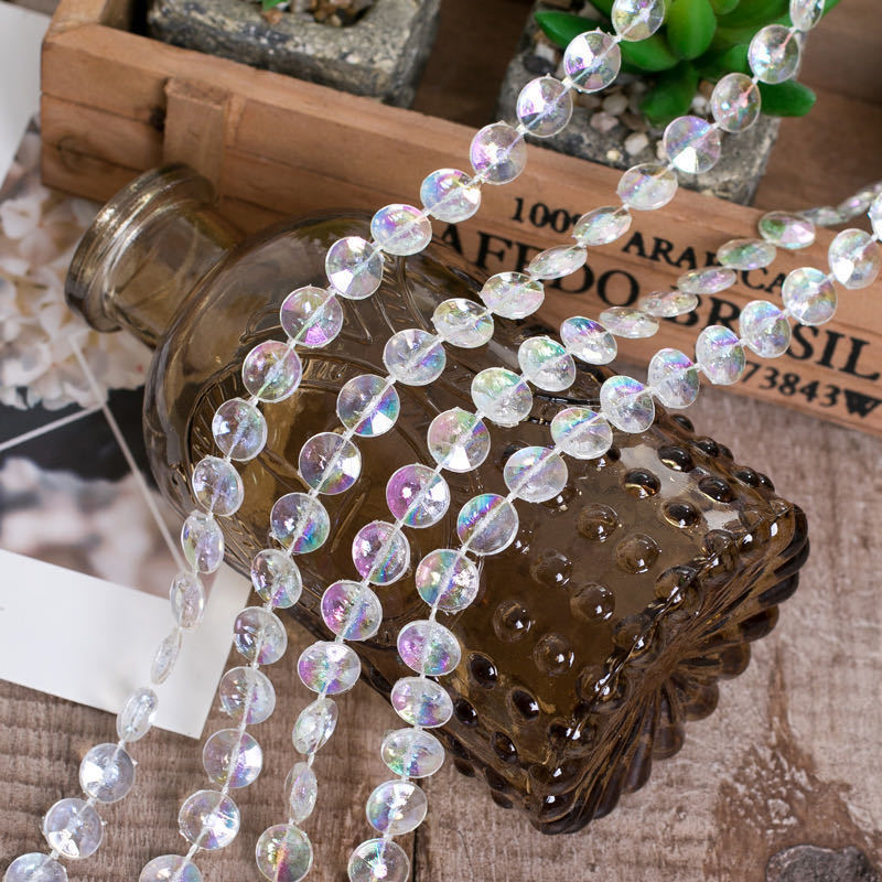 Hot Popular 30M/Roll 10MM Iridescent Acrylic AB Color Beads Strand Line Chain Christmas Party Diamond Crystal Garland String