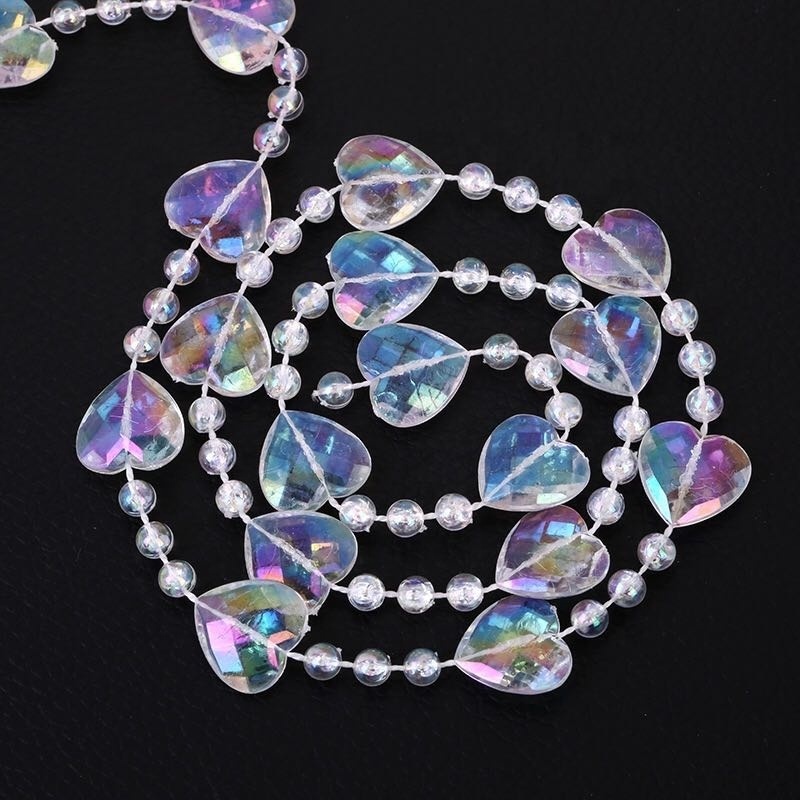 Elegant Acrylic Transparent AB Color Heart Shaped Bead garland rolls Crystal Chain String for Wedding Party Decorations