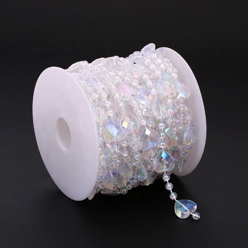 Elegant Acrylic Transparent AB Color Heart Shaped Bead garland rolls Crystal Chain String for Wedding Party Decorations