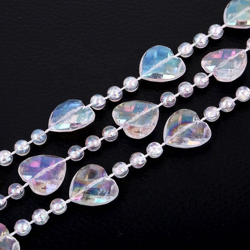 Elegant Acrylic Transparent AB Color Heart Shaped Bead garland rolls Crystal Chain String for Wedding Party Decorations