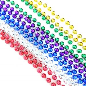 Cheap 7MM 32" Metallic Throw Mardi Gras Beads Assorted Party MOT Beads Necklace