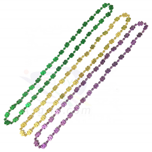 Factory Sale 33" Mardi Gras Gold Purple Green Dollar Sign MOT Beads Necklace Mardi Gras Big Beads Necklace