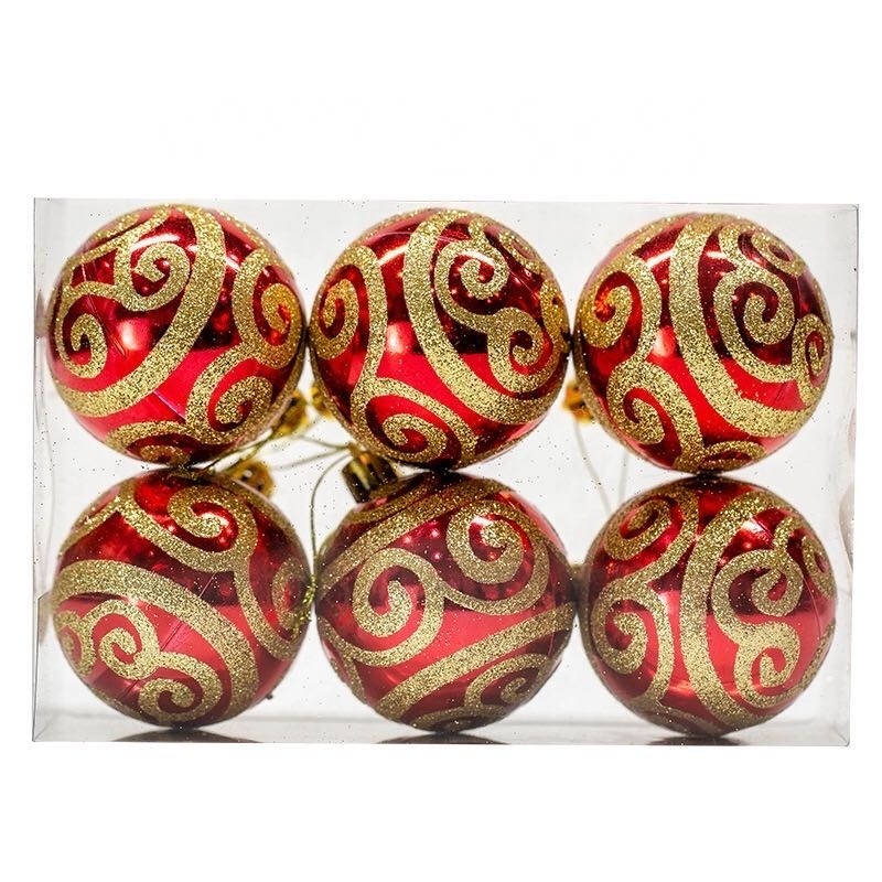 custom 6cm 6 pack shiny multicolor hand painted Christmas ball Party ornaments Christmas tree hanging decorations