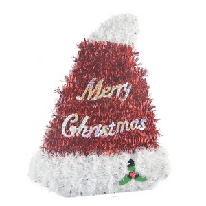 Factory Direct Sale Christmas Hat Shaped  Glitter PET Tinsel Hanging Decorations