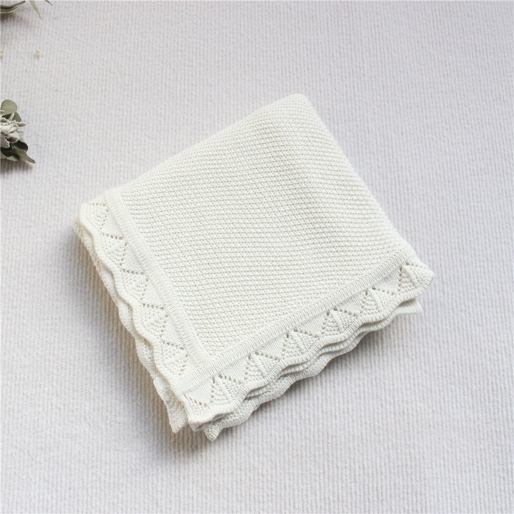 100% Cotton Soft Baby Crochet Knitted Cashmere Blanket Accept Custom Breathable Vintage Swaddle wrap