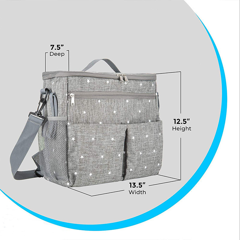 Baby Stroller Organizer with Insulated Cup Holders Diaper Storage Secure Straps Pockets Diaper Bag