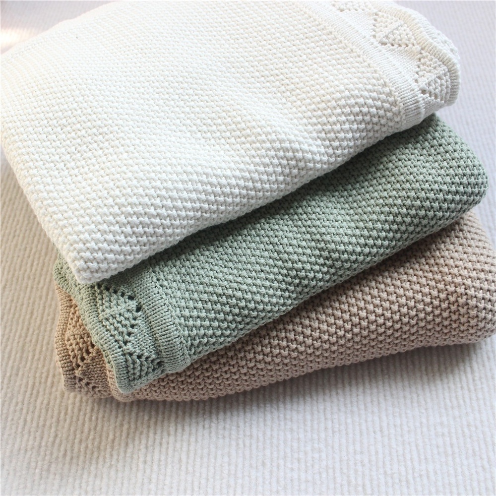 100% Cotton Soft Baby Crochet Knitted Cashmere Blanket Accept Custom Breathable Vintage Swaddle wrap