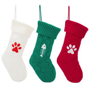 New Cat and Dog Christmas Knitted Socks Christmas Gift Bag Home Decoration Christmas Stockings