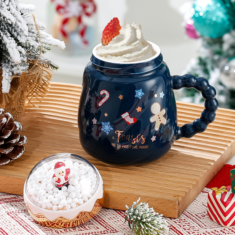 Christmas Gifts 2024 Ceramic Mug Christmas Tree Cup Tea Porcelain Luxury Coffee Xmas Mugs with Mirror Cover