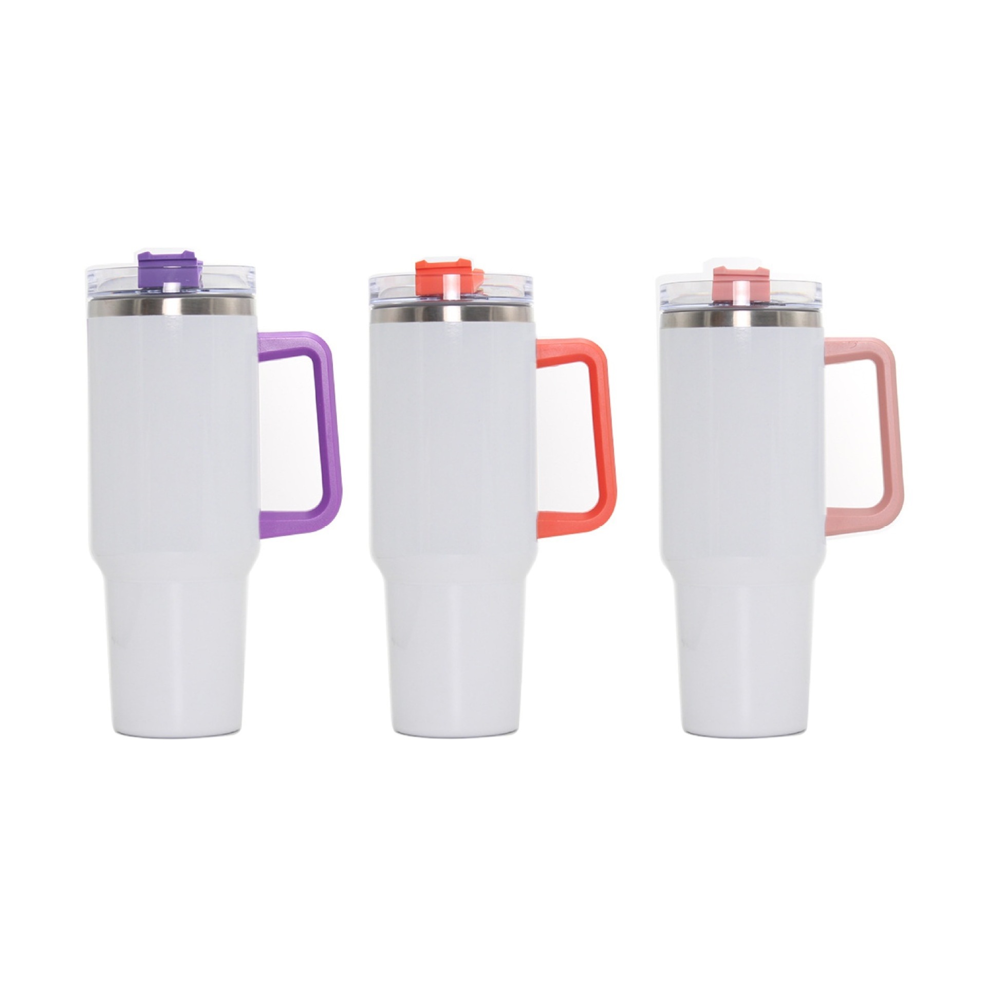 2023 New White Blank Sublimation Cups 40oz Large Capacity Handle Tumbler with Straw