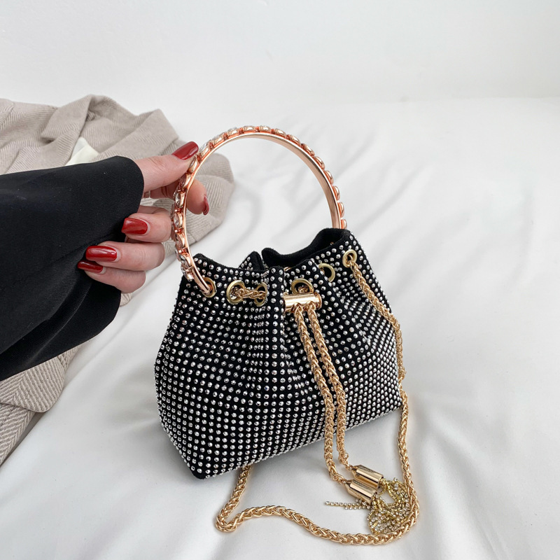 Fashion Wedding Ladies Diamond Bucket Bag Clutch Handbags For Women Party Evening Rhinestones Purse