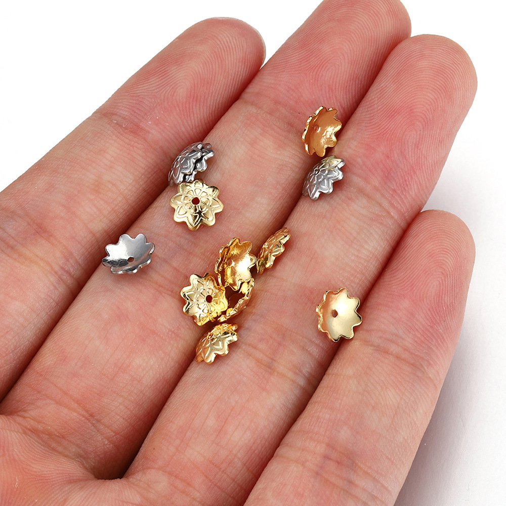 Stainless steel gold spacer beads for jewelry accessory making petal flower beads round DIY hand make spacer