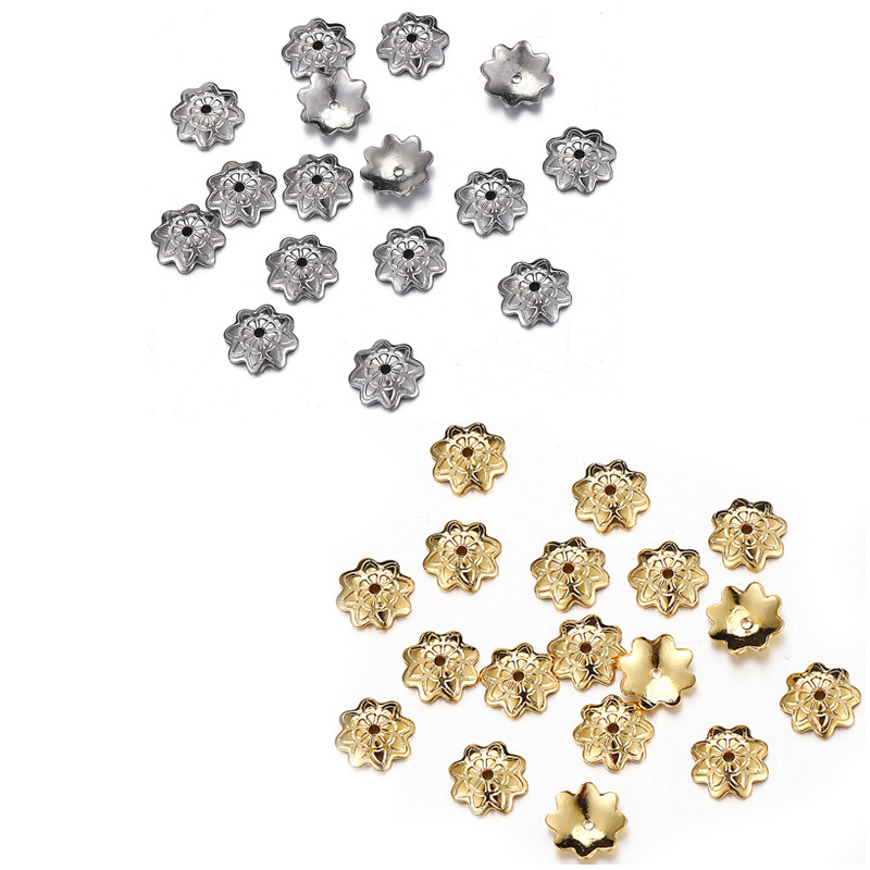 Stainless steel gold spacer beads for jewelry accessory making petal flower beads round DIY hand make spacer