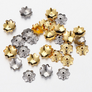 Stainless steel gold spacer beads for jewelry accessory making petal flower beads round DIY hand make spacer