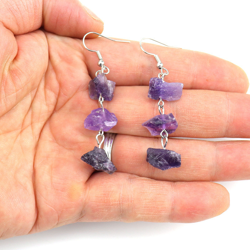 wholesale new natural  stone gravel crystal agate eardrop earring jewelry crystal White Crystal amethyst earrings for women