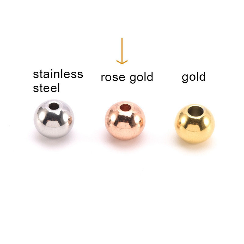 stainless steel  colorfast round Bead spacer gold/rose gold loose bead bracelet ornament gasket hand string accessories