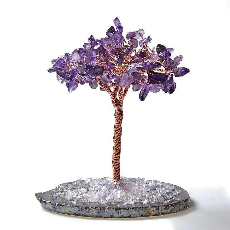 Natural Stone Crystal Tree of Life Hand Made Lucky Crystal Fortune Tree For Christmas Decoration Crystal Craft Ornaments