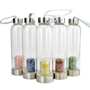 Magic healing glass crystal stone stone energy glass bottle natural Crystal stone energy quartz water bottle cup