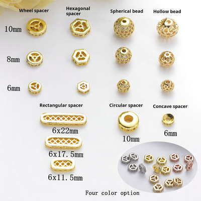 14K 18K Gold Spacer Beads Rose Gold white gold for jewelry accessory making  brass spacer   Zircon spacer bracelet necklace