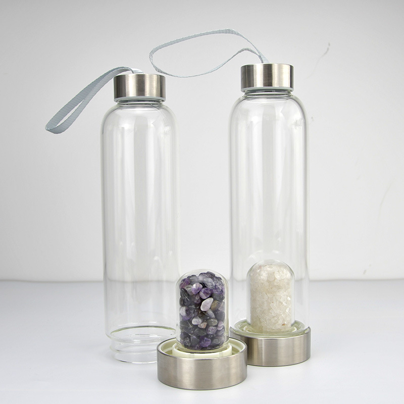 Magic healing glass crystal stone stone energy glass bottle natural Crystal stone energy quartz water bottle cup