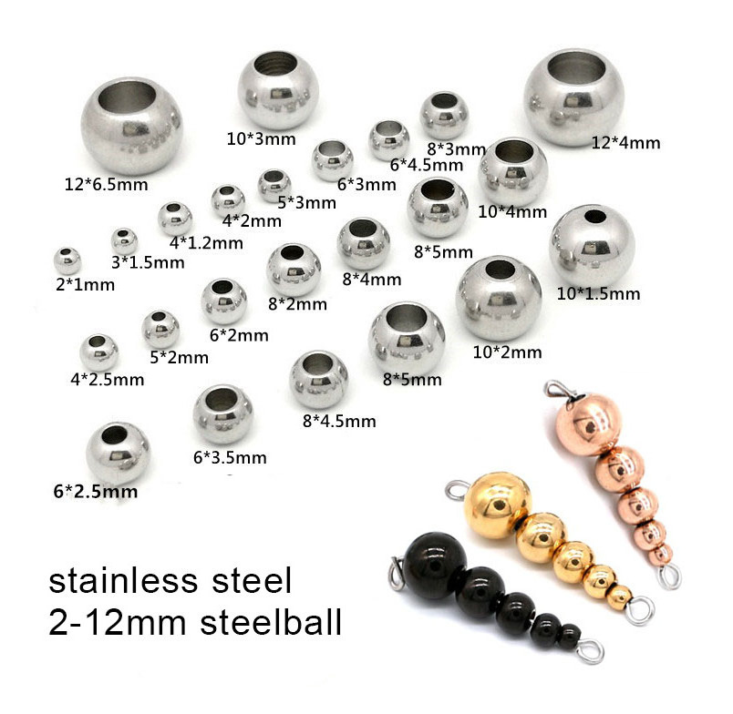 stainless steel  colorfast round Bead spacer gold/rose gold loose bead bracelet ornament gasket hand string accessories