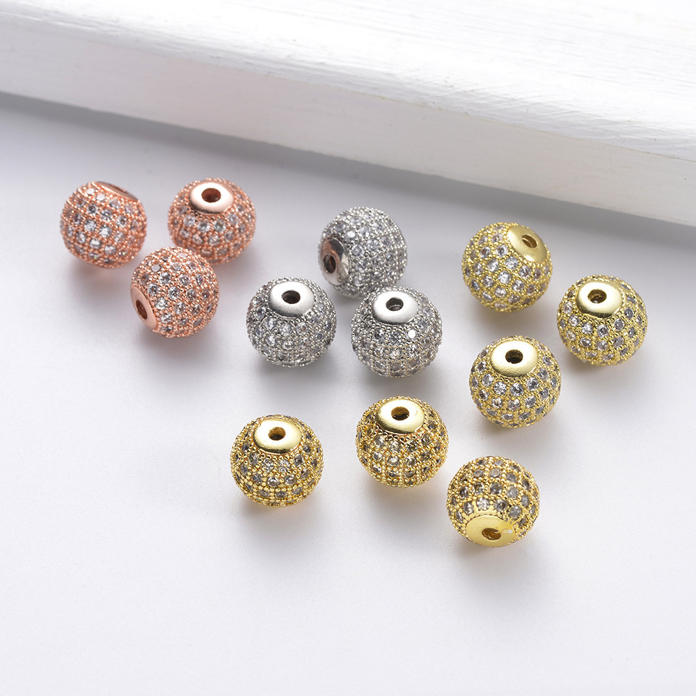 14K 18K Gold Spacer Beads Rose Gold white gold for jewelry accessory making  brass spacer   Zircon spacer bracelet necklace