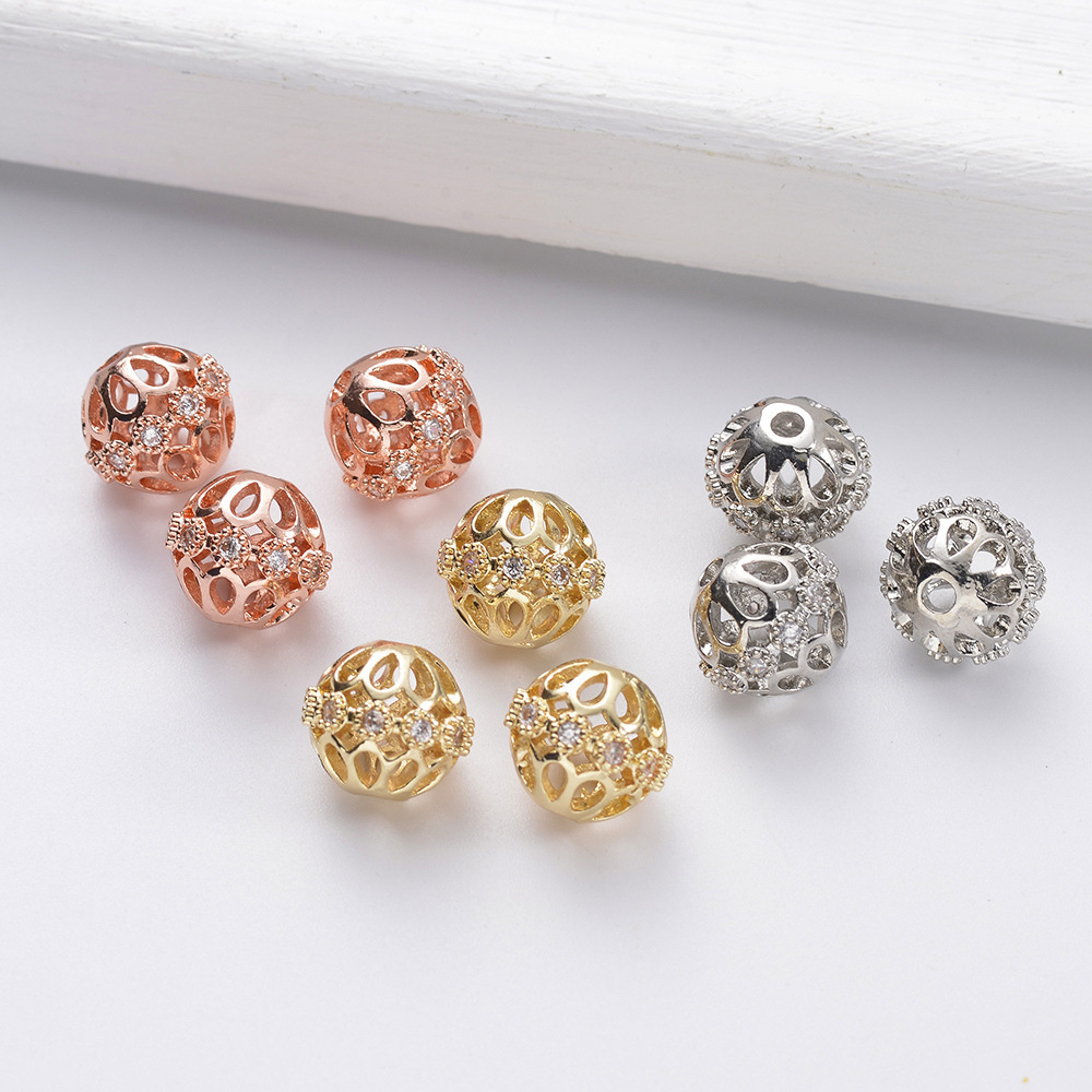 14K 18K Gold Spacer Beads Rose Gold white gold for jewelry accessory making  brass spacer   Zircon spacer bracelet necklace