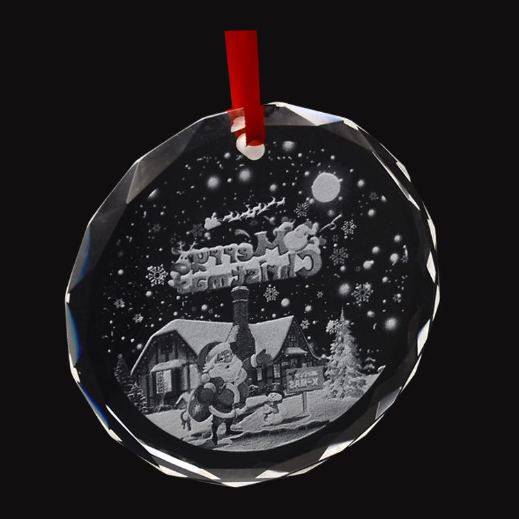 Guangzhou wholesale K9 Crystal Christmas Ornament custom clear Glass christmas tree hanging decoration ornaments