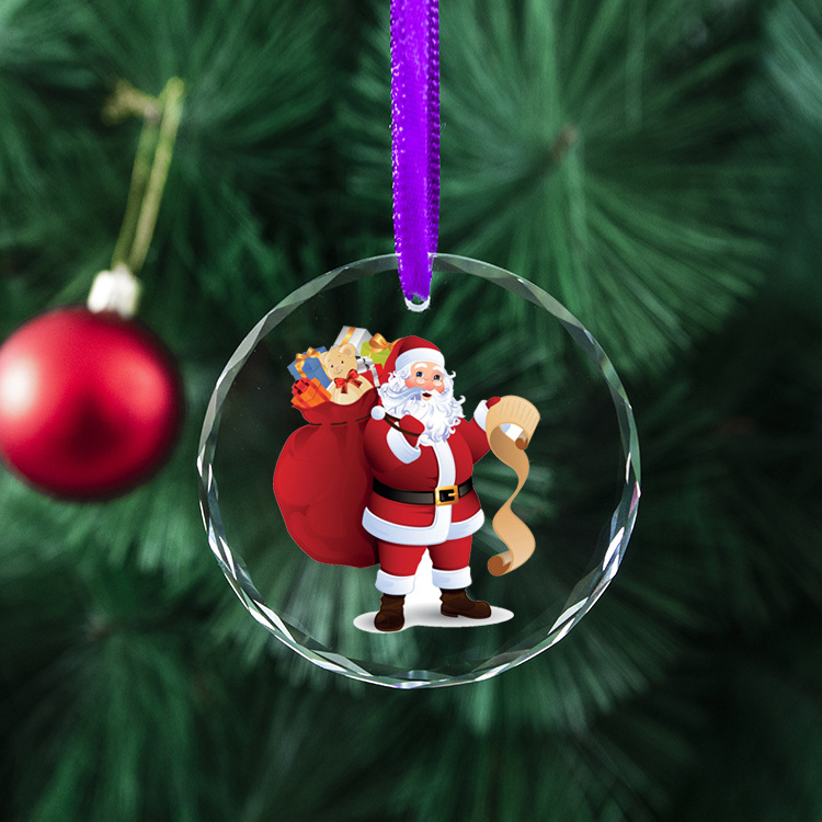 Guangzhou wholesale K9 Crystal Christmas Ornament custom clear Glass christmas tree hanging decoration ornaments