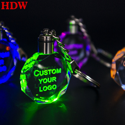 wholesale k9 blank crystal keychains custom laser engraving car logo big 3d crystal keychain with LED light for giveaways