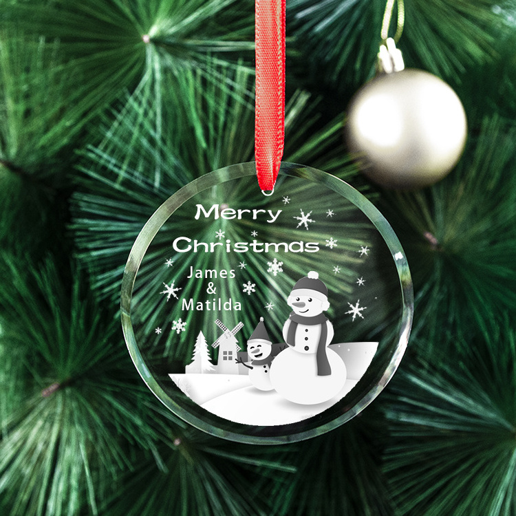 wholesale high quality K9 blank crystal ornament 80mm round christmas ornaments glass Clear k9 glass christmas ornament