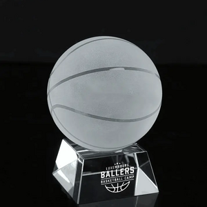 Guangzhou wholesale Fantasy K9 Crystal basketball Trophy custom 3D logo Crystal ball Trophy