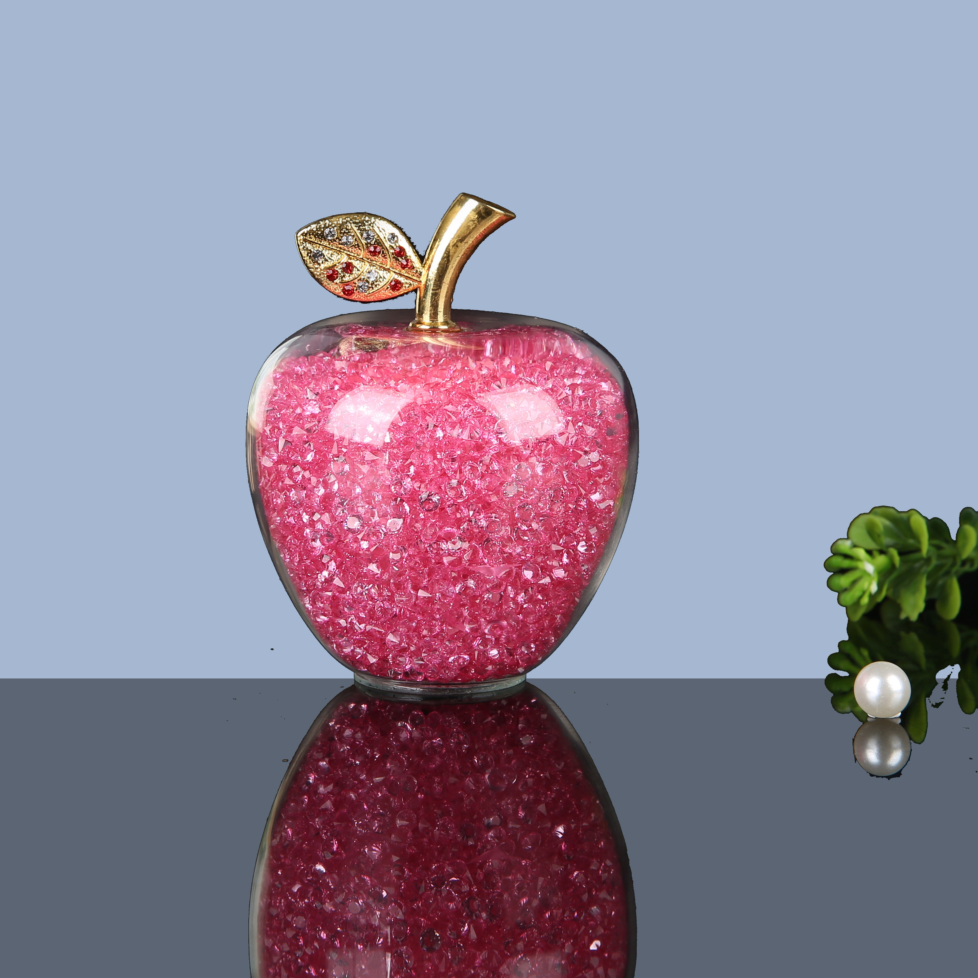 2021 Factory Wholesale Stunning Gift Idea Crystal Apple Paperweight Filling with Diamond Inside for Souvenir Gift Crystal