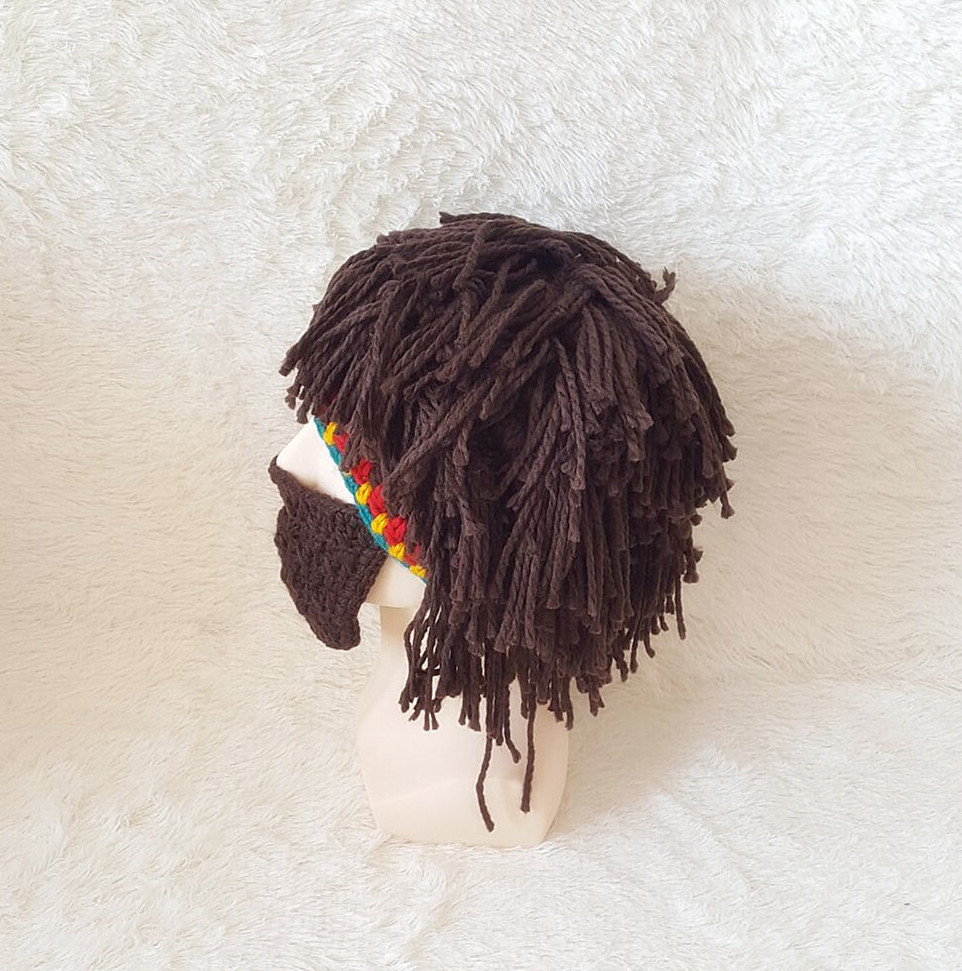 New creative handmade hat wig beard hat autumn and winter men and women handmade rasta knitting wool hat