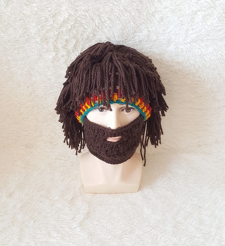 New creative handmade hat wig beard hat autumn and winter men and women handmade rasta knitting wool hat