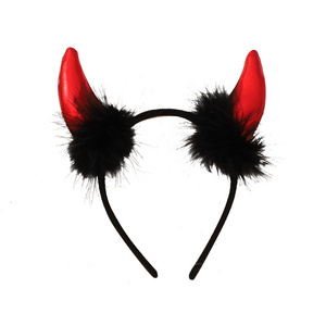 A262 Halloween Devil Headwear Headband Size Bull Horn Ear Hair Clip Red Dark Horn Gothic Jewelry Wholesale