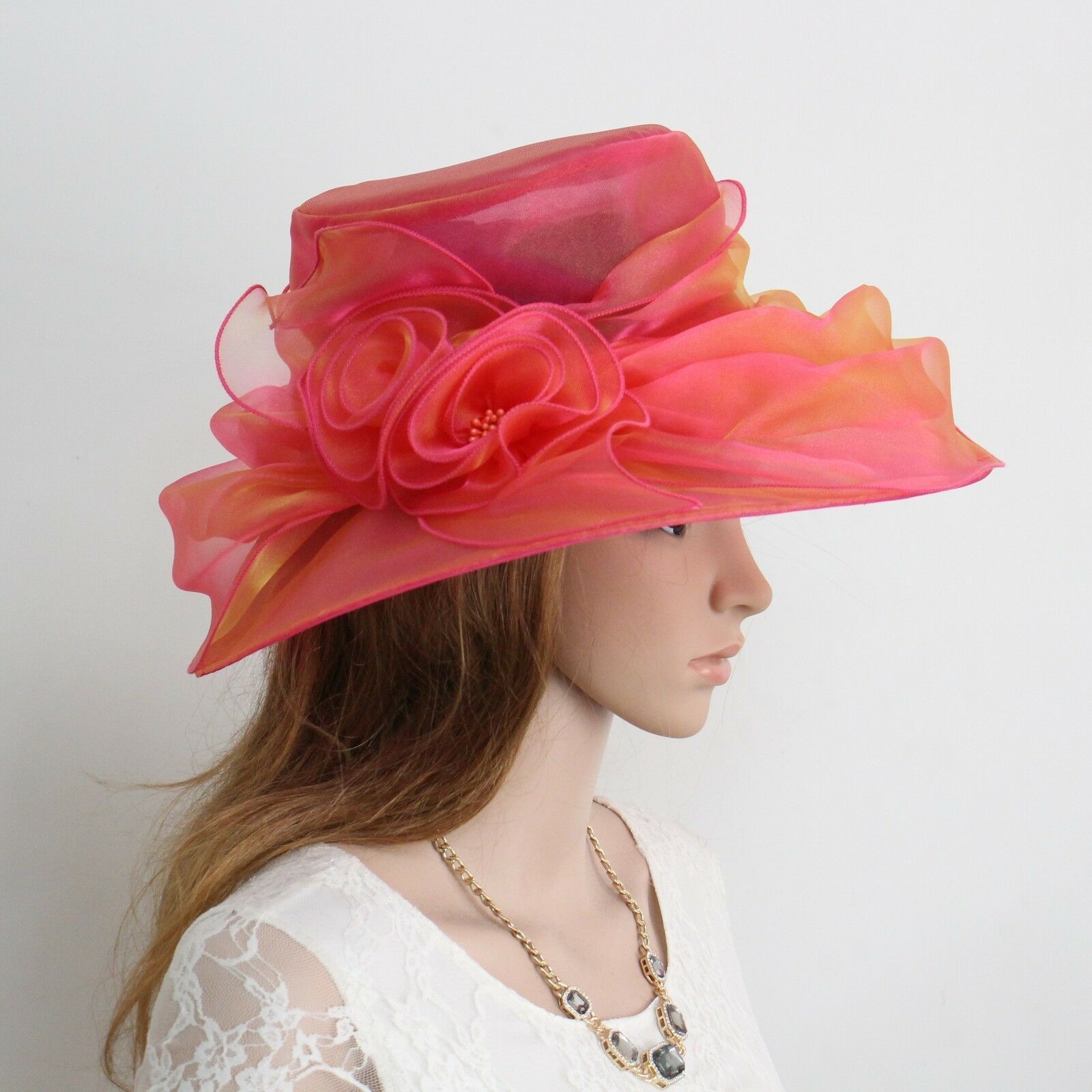 New Church Kentucky Derby Wedding  Party Organza Dress Hat wedding hats for women W2764