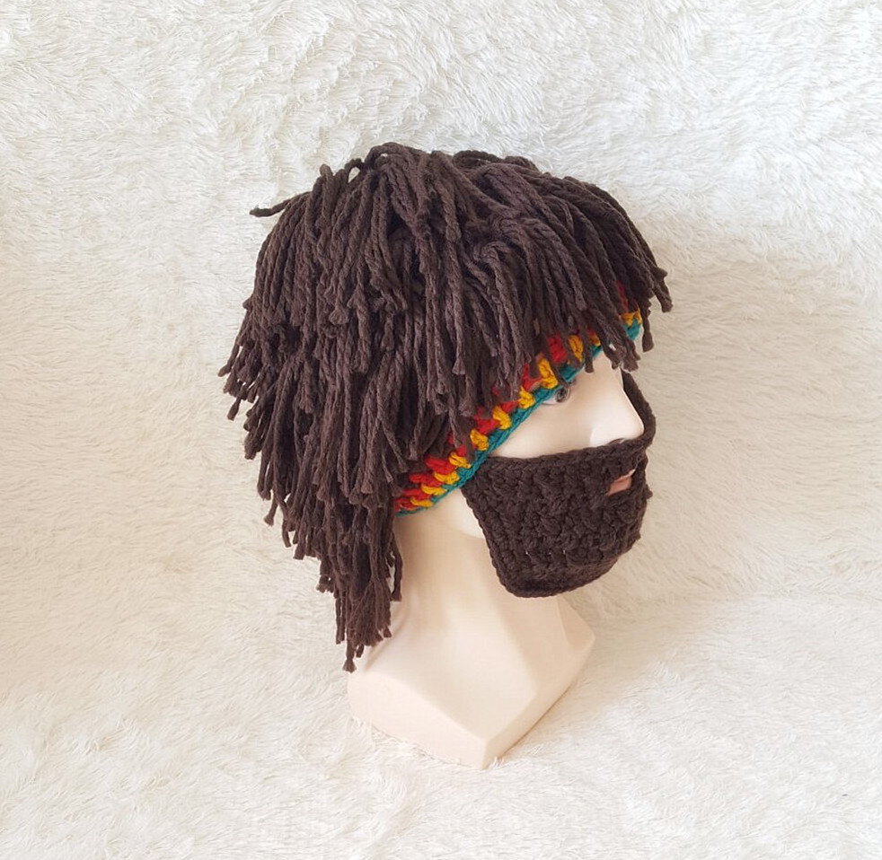 New creative handmade hat wig beard hat autumn and winter men and women handmade rasta knitting wool hat