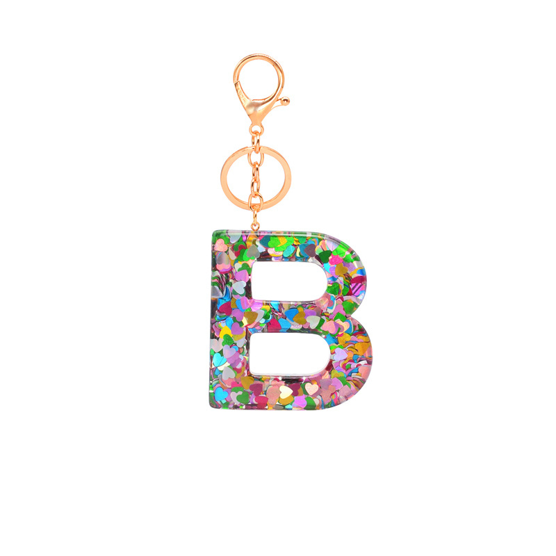 New Arrival Valentines Day Gifts 26 initial letter keychain glitter resin charm keychain