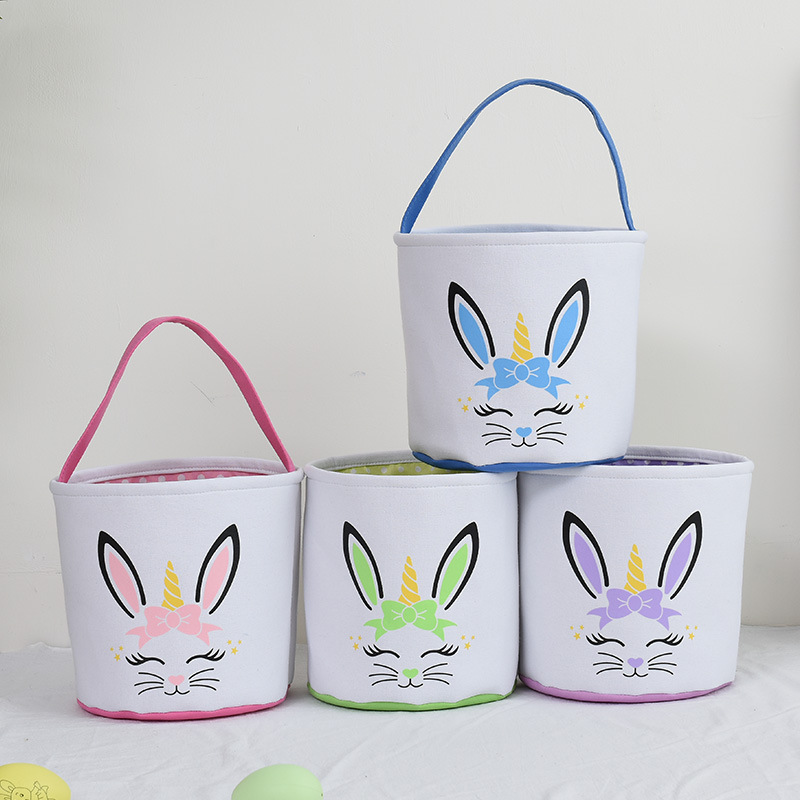 Wholesale Easter Holiday Decoration Girl Bucket Polka Dot Treat Candy Bag Monogram Bunny Easter Baskets