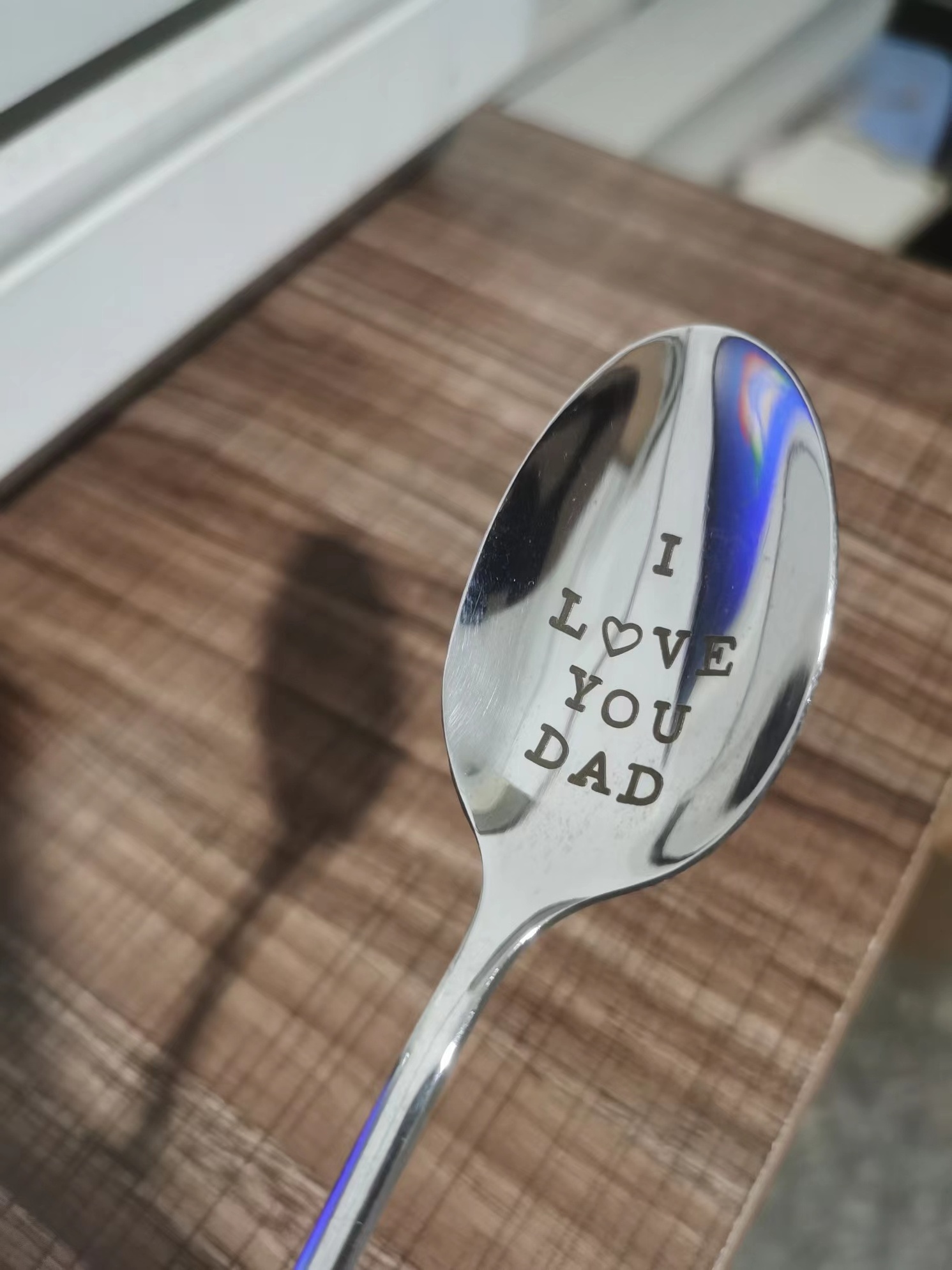 Wholesale Stainless Steel Long Handle Spoon Custom Engraved Text Name Father's Day Gift Coffee Ice Cream Spoon