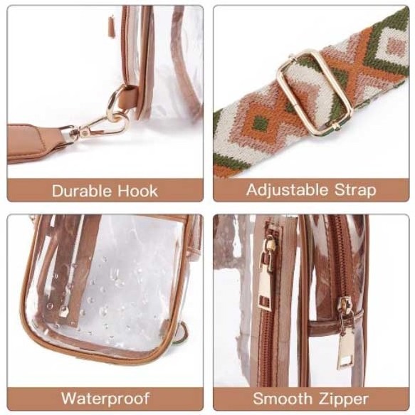 New Arrival Embroidered Strap Waterproof Transparent Crossbody Bag Clear Fanny Pack Clear Sling Bag