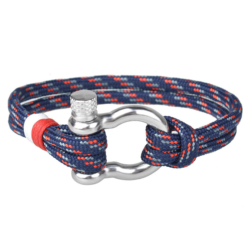 U shaped horseshoe buckle woven nfl paracord rope bracelet