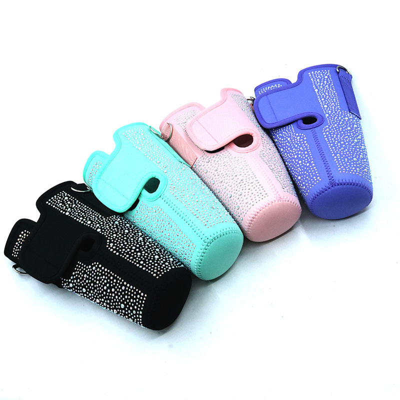 New arrival rhinestone 40oz tumbler cup holder sling neoprene Sling Holder Bag with adjustable strap