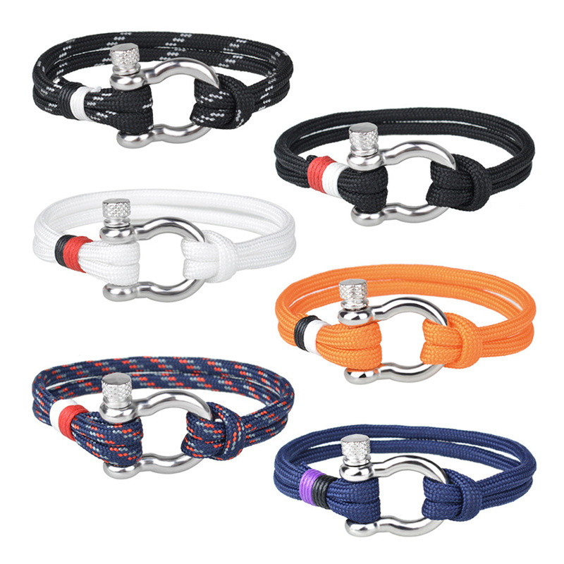 U shaped horseshoe buckle woven nfl paracord rope bracelet