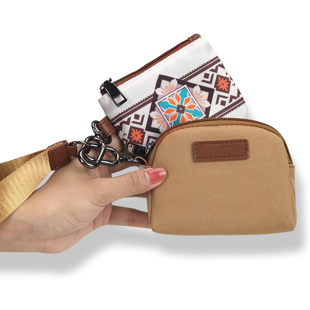 Bohemian Lulu Same Style Fashion Canvas Portable Wrist Bag Custom Logo Coin Pocket Card Holder Wristband Wallets Purse