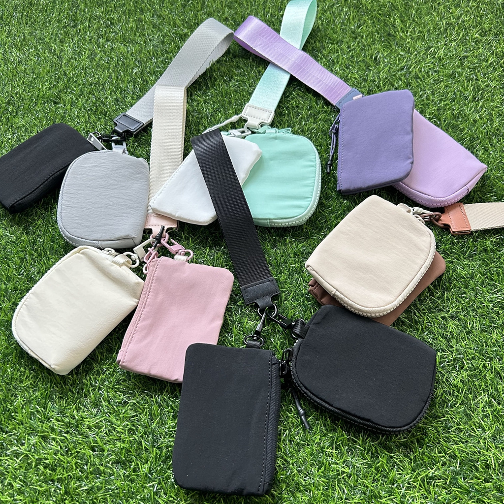 2 in 1 Mini Zipper Around Wristlet Wallet Dual Pouch Bag Lulu Portable Keychain Coin Pocket Card Holder Wallets Purse