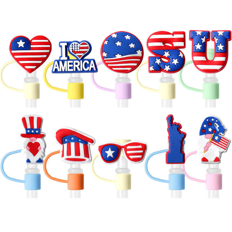 Fashion Straw Toppers Silicon Charms Straw Cover Topper For Tumbers Water Bottle Accessories Straw